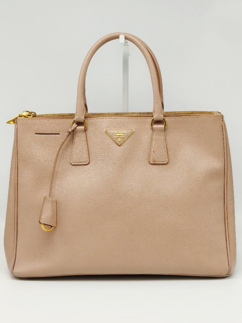 PRADA Saffiano Leather Large Tote Bag Pink Top Handle Work Laptop Office Bag - Picture 2 of 16
